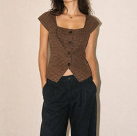 Floro'S Mercantile - Diana Textured Gingham Button Front Top