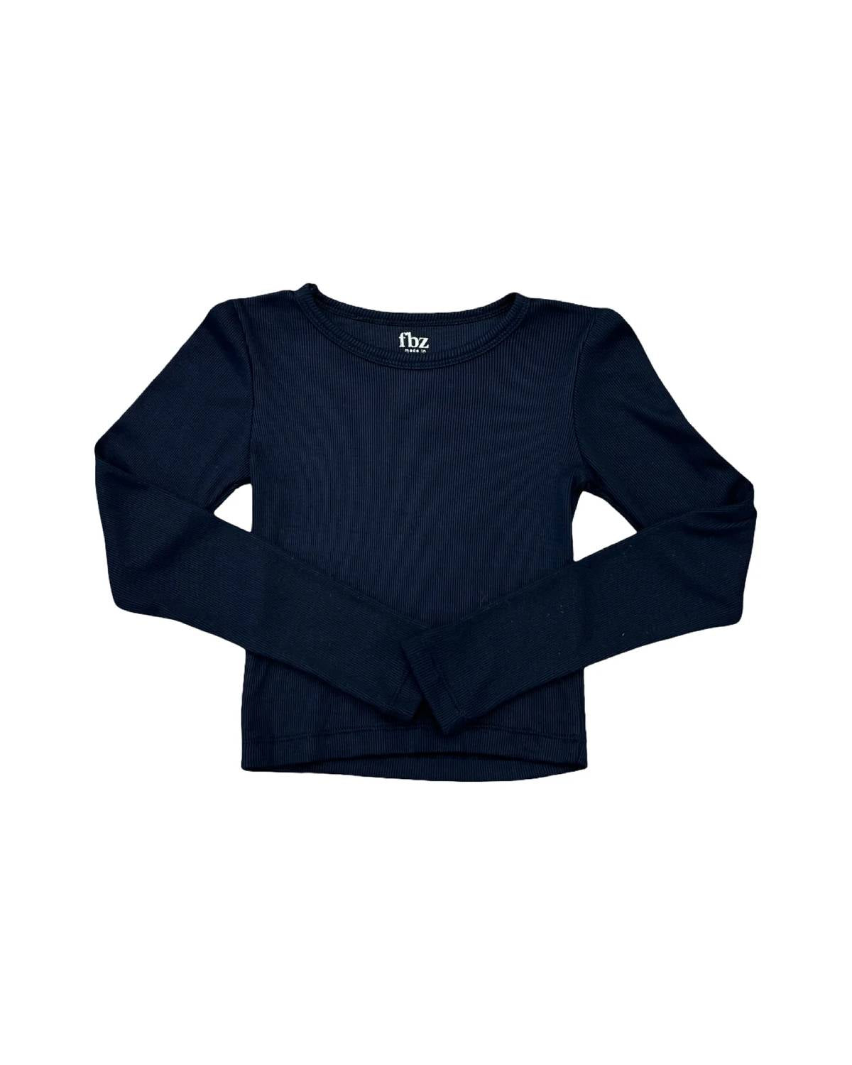 Flowers By Zoe - Girls Solid Ribbed Long Sleeve Tee
