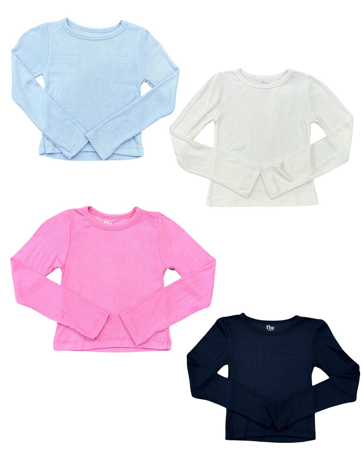 Flowers By Zoe - Girls Solid Ribbed Long Sleeve Tee