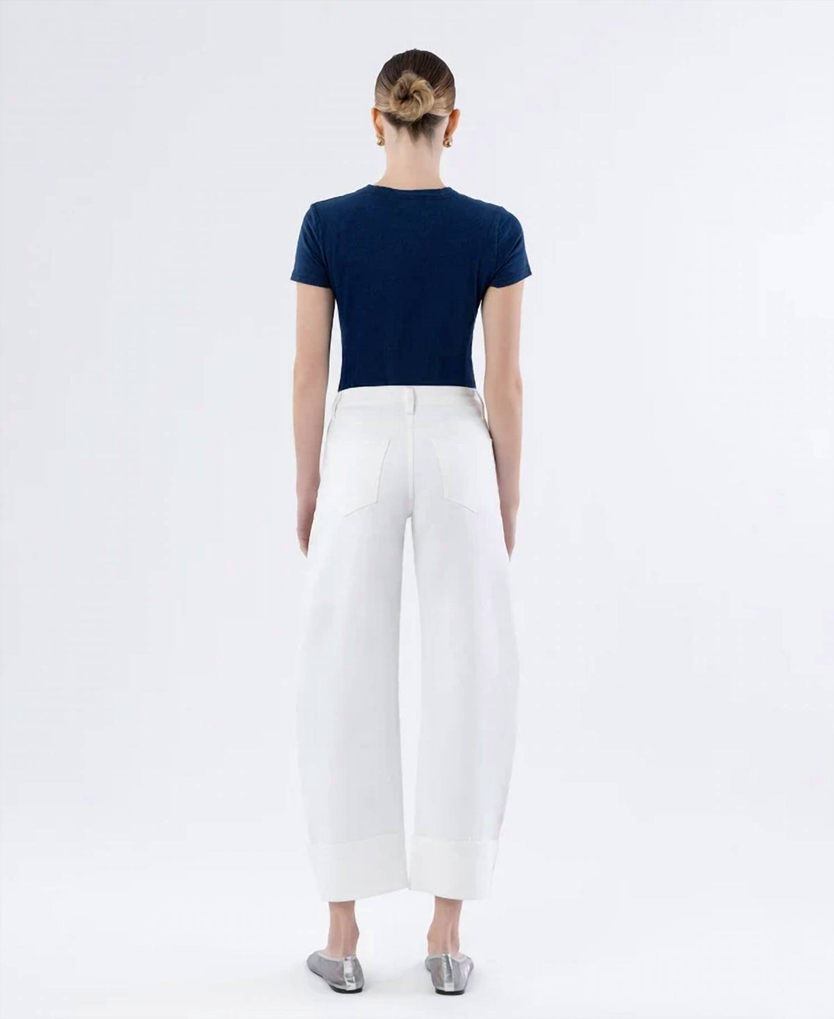 Flying Monkey - Cuffed Crop Barrel Leg Jeans