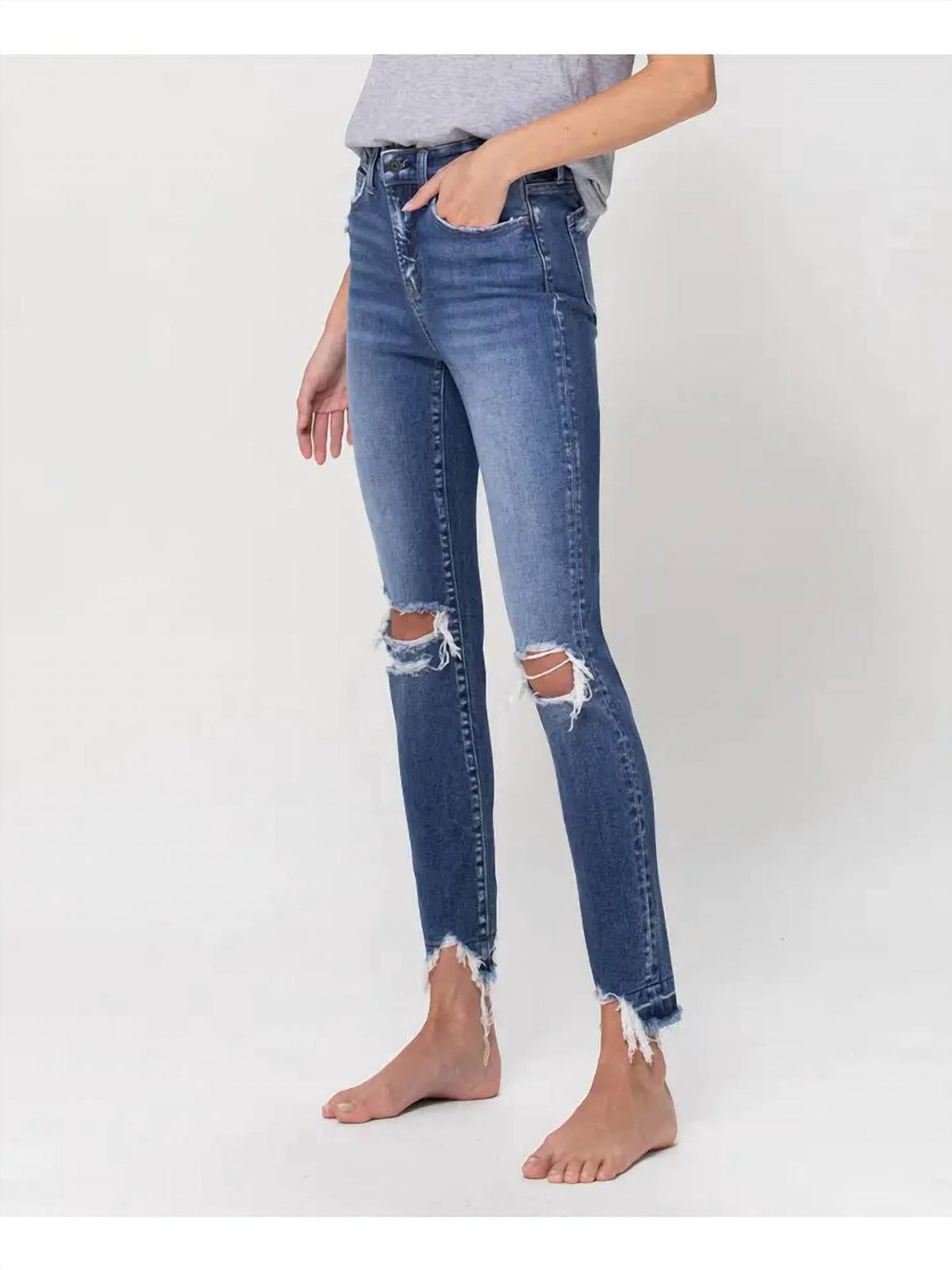 Flying Monkey - High Rise Distressed Skinny Jeans