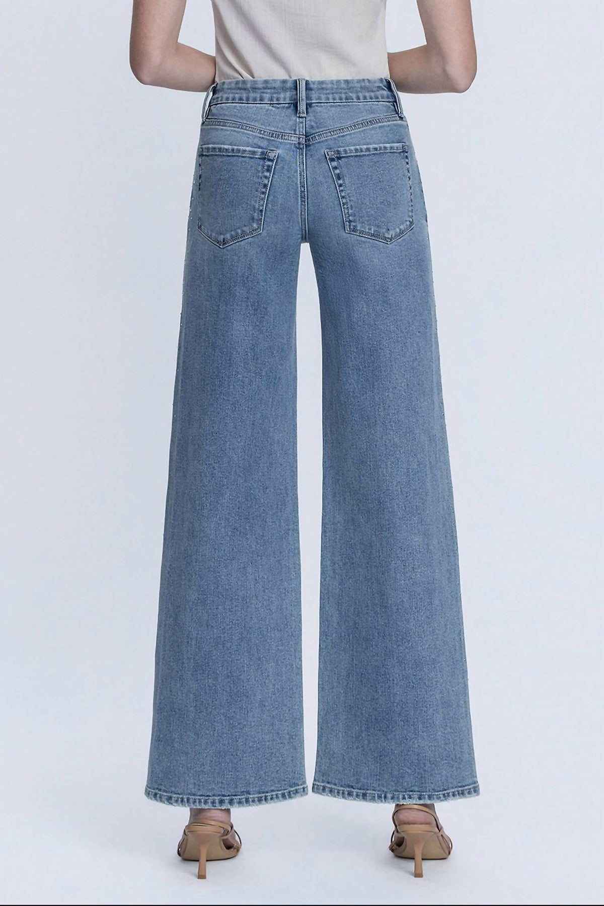 Flying Monkey - Hotfix Stone Embellished Wide Leg Jeans