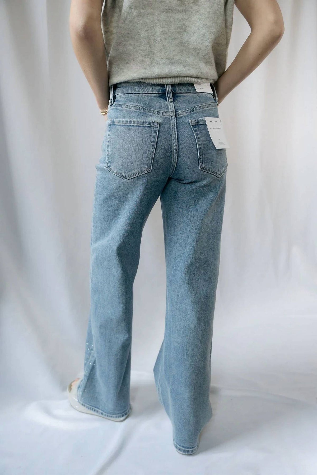Flying Monkey - Nyc Stone Embellished Wide Leg Pants