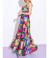 Flying Tomato - Abstract Print Maxi Dress