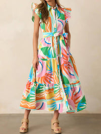 Flying Tomato - Button Front Midi Dress