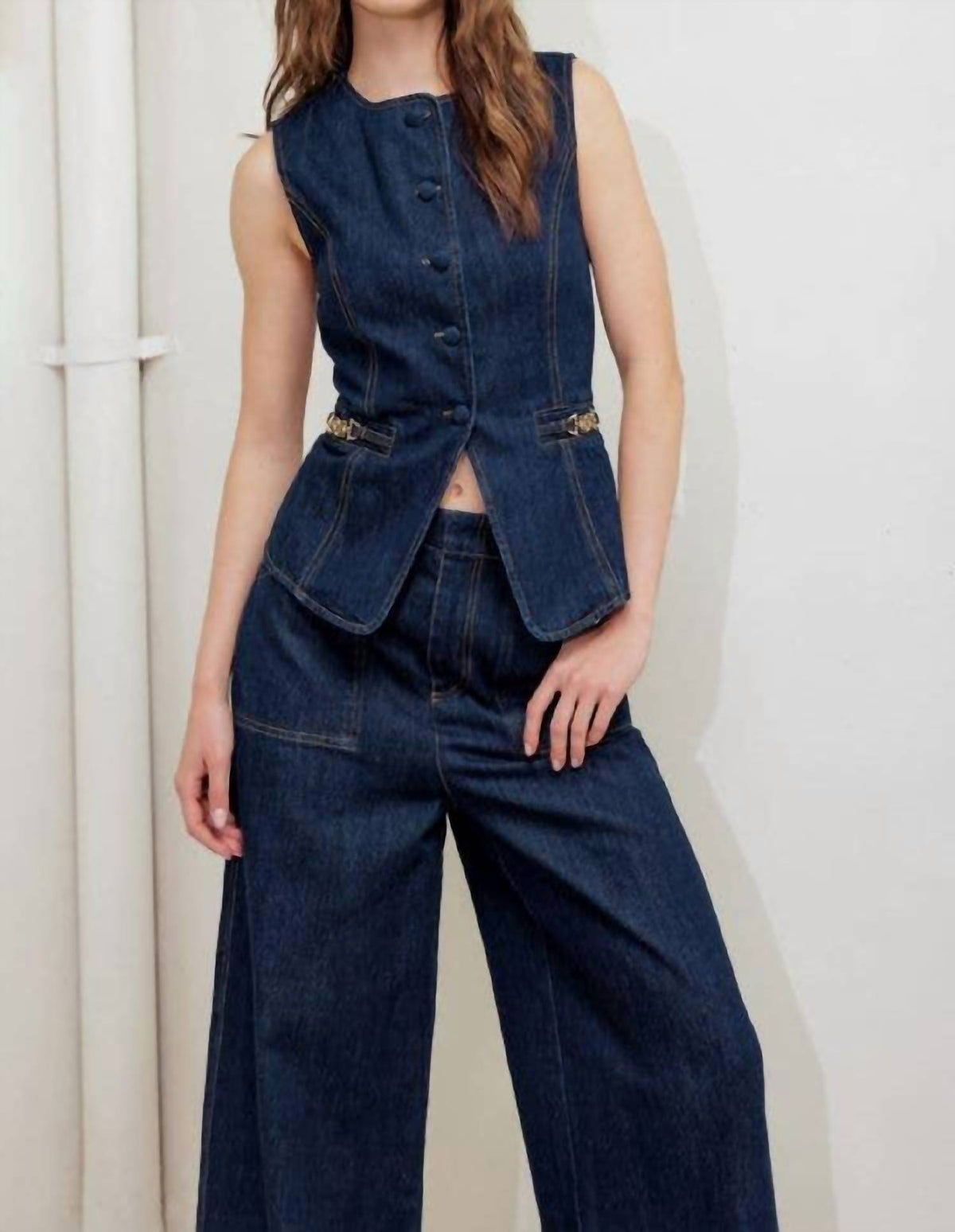 Flying Tomato - Denim Sleeveless Vest