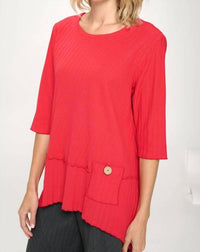 Focus Fashion - Ribbed Cotton Tunic with Button