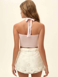 For Love & Lemons - Heart Eyelet Denim Skort