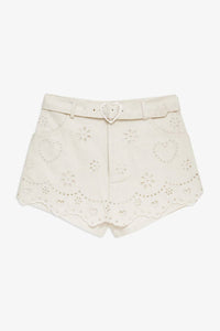 For Love & Lemons - Heart Eyelet Denim Skort