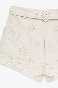 For Love & Lemons - Heart Eyelet Denim Skort