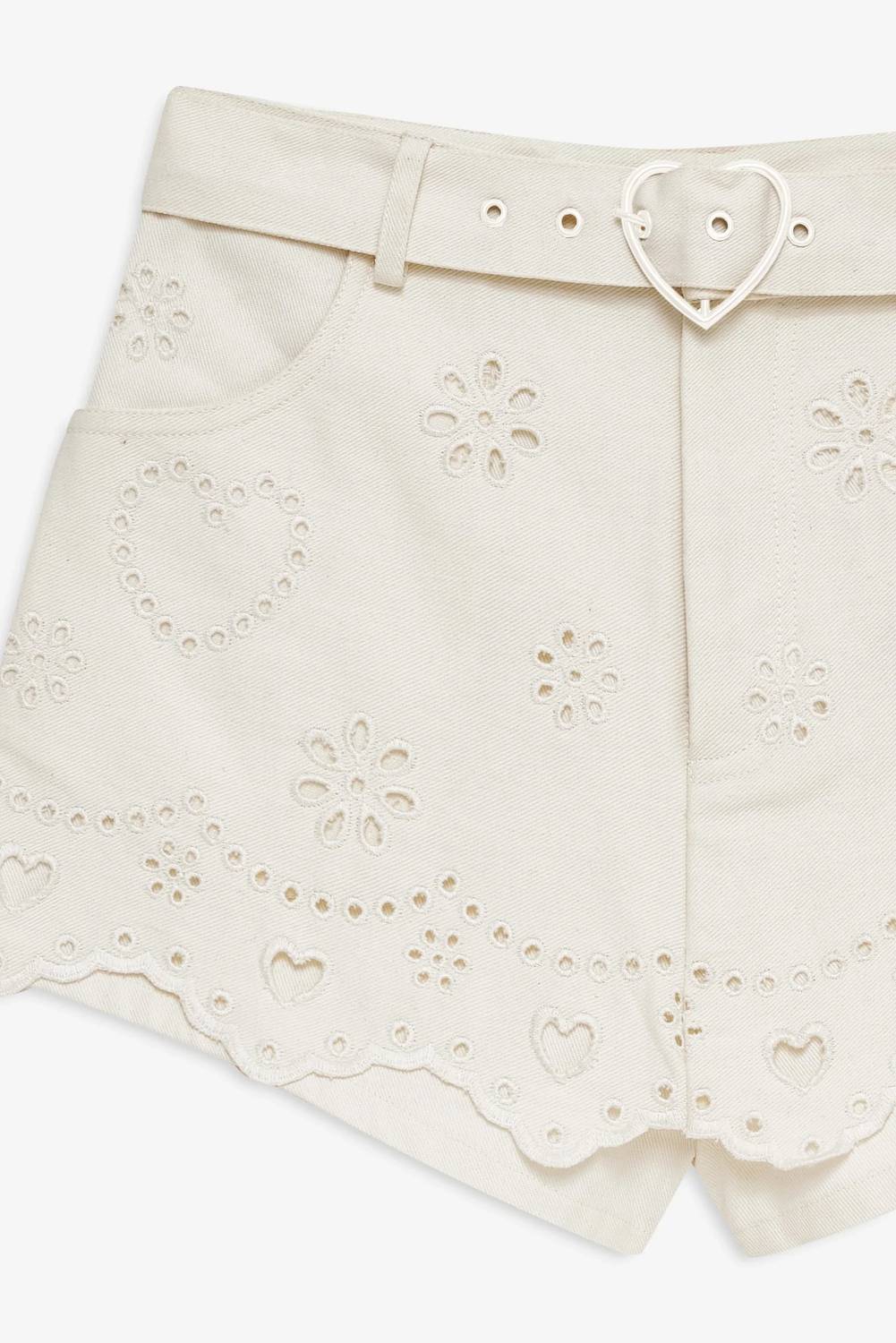 For Love & Lemons - Heart Eyelet Denim Skort