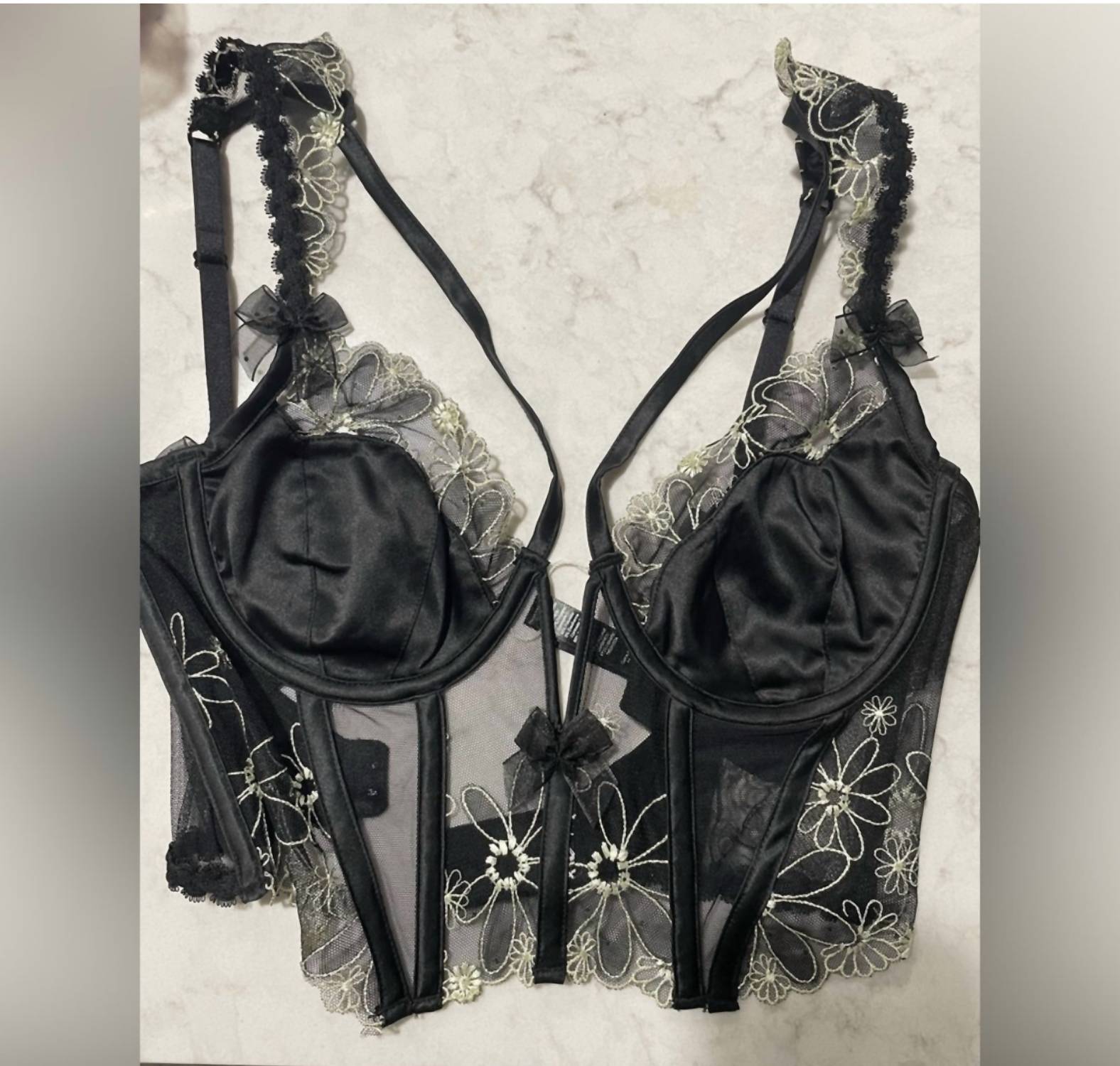 For Love & Lemons - Underwire Bustier Daisy Print - black - bras - clothing