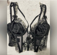 For Love & Lemons - Underwire Bustier Daisy Print - black - bras - clothing