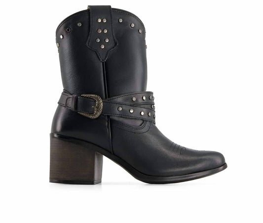 Forastero - Women's Leather Boots Western - ankle - boots - black - booties