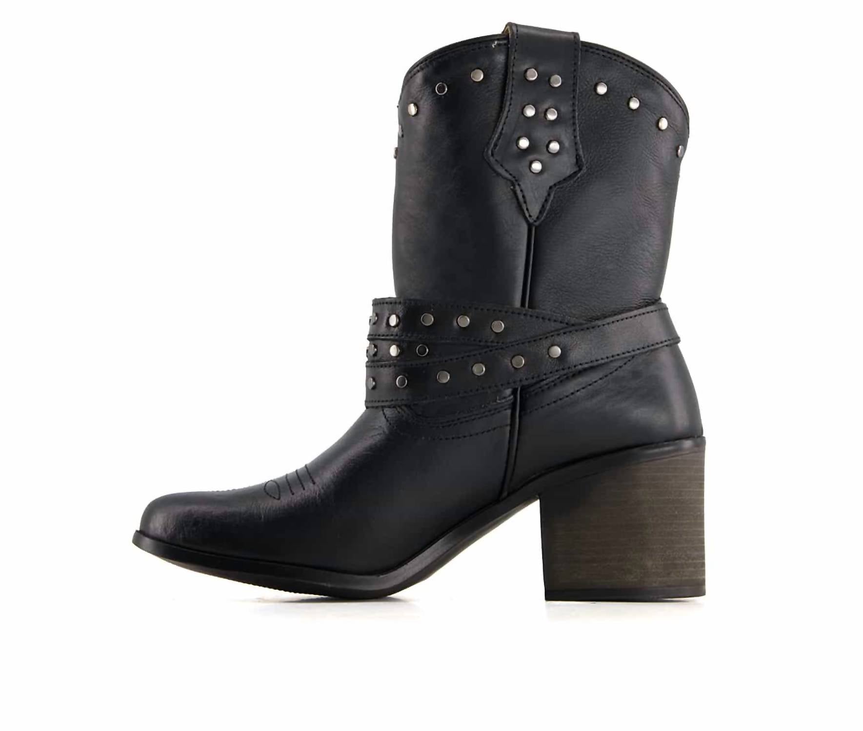 Forastero - Women's Leather Boots Western - ankle - boots - black - booties