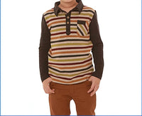 Fore Axel & Hudson - Kids Long Sleeve Multi-stripe Knit Polo