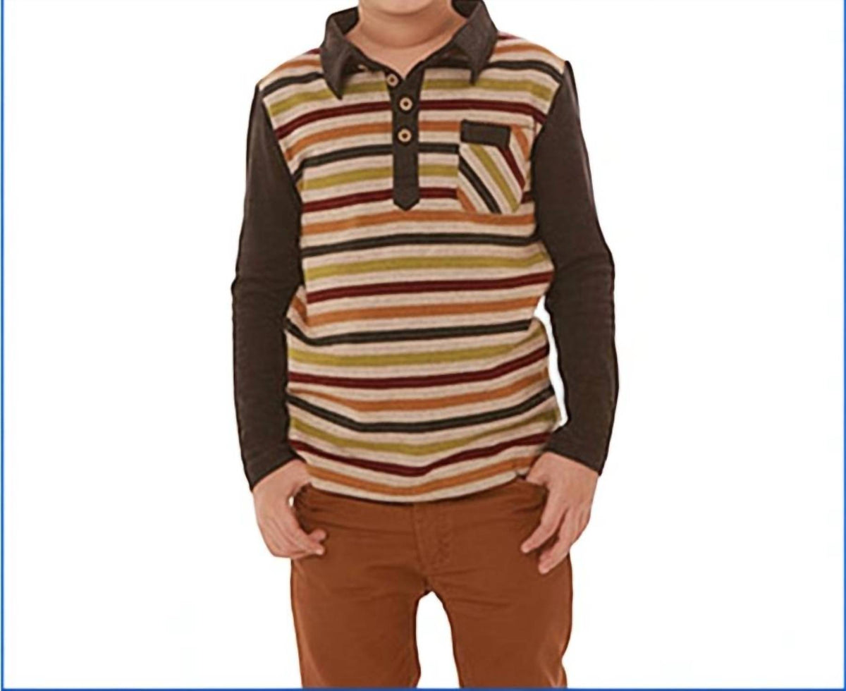 Fore Axel & Hudson - Kids Long Sleeve Multi-stripe Knit Polo