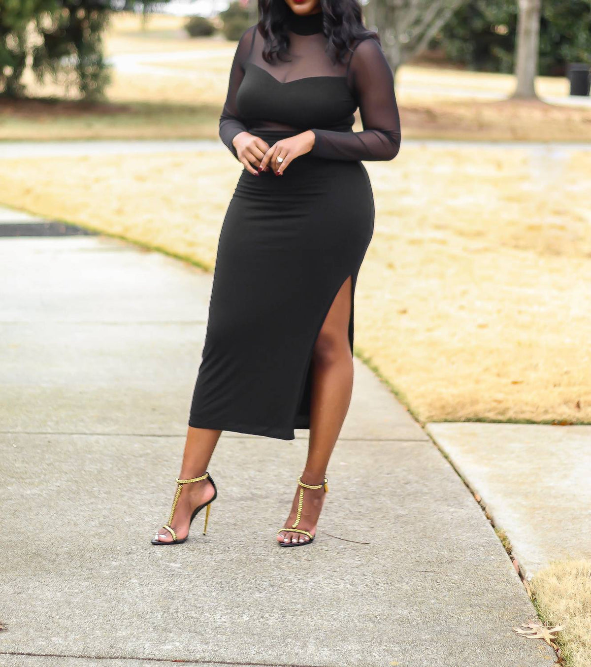 Fore Collection - Lizz Mesh Cutout Dress