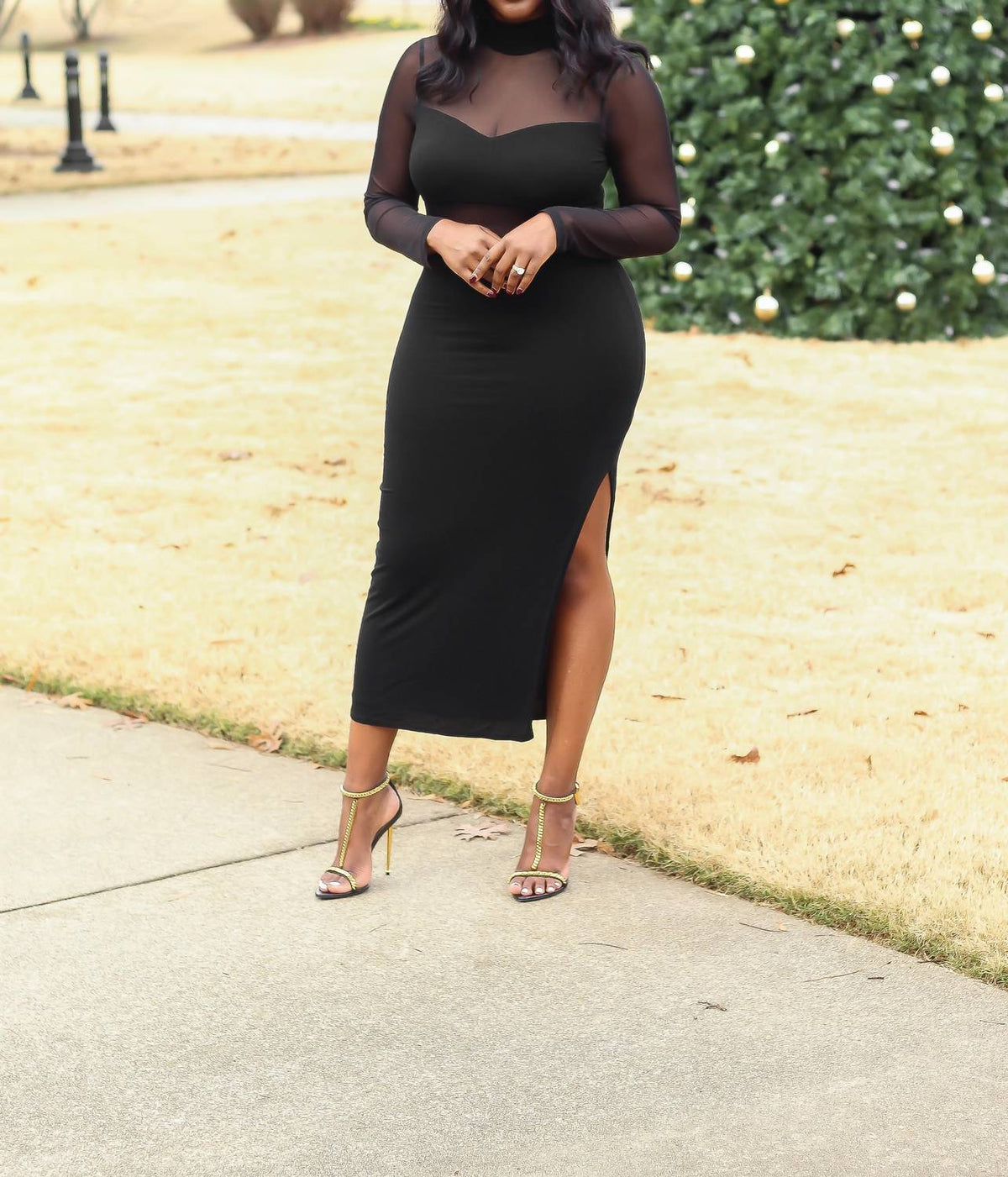 Fore Collection - Lizz Mesh Cutout Dress