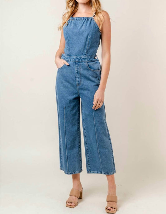 Fore - Joslyn Halter Jumpsuit - blue - clothing - cotton - blend