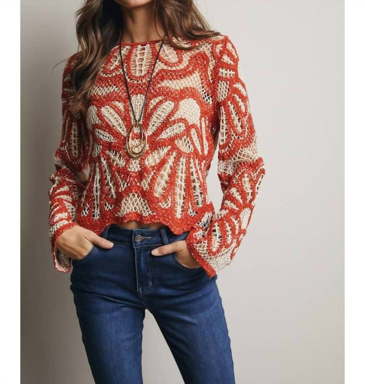 Forte - Crochet Floral Design Sweater