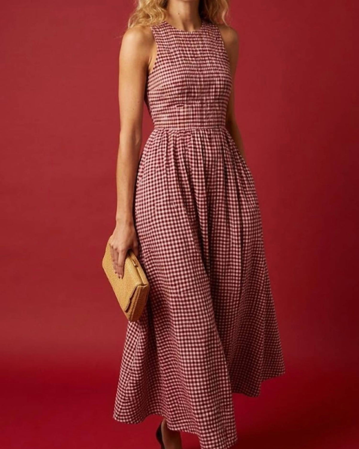 Forte - Open Back Gingham Midi Dress
