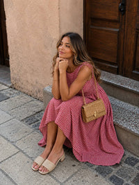 Forte - Open Back Gingham Midi Dress