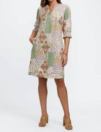 Foxcroft - Alicia Patchwork Medallion 3/4 Sleeve Dress
