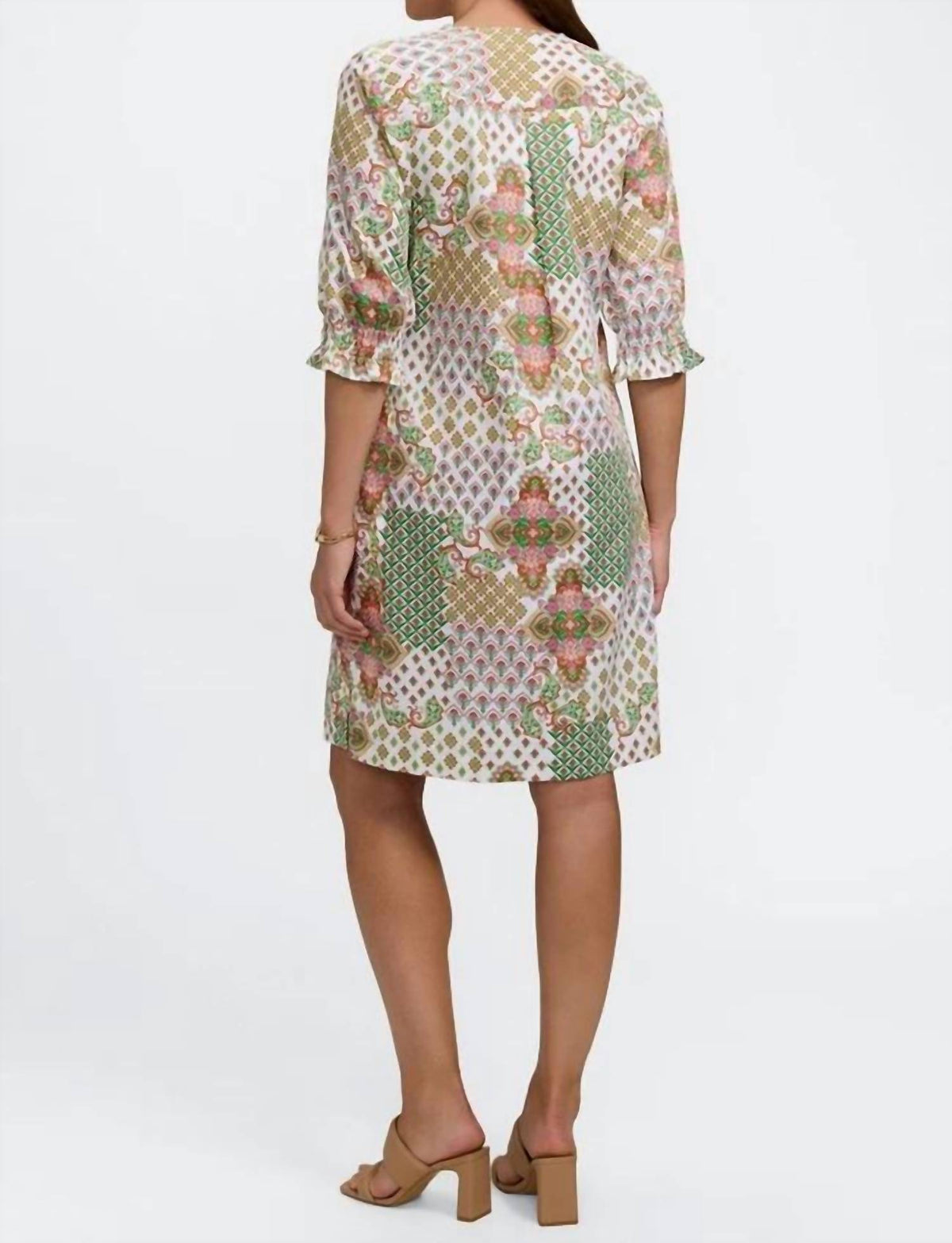 Foxcroft - Alicia Patchwork Medallion 3/4 Sleeve Dress