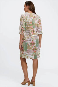 Foxcroft - Alicia Patchwork Medallion 3/4 Sleeve Dress