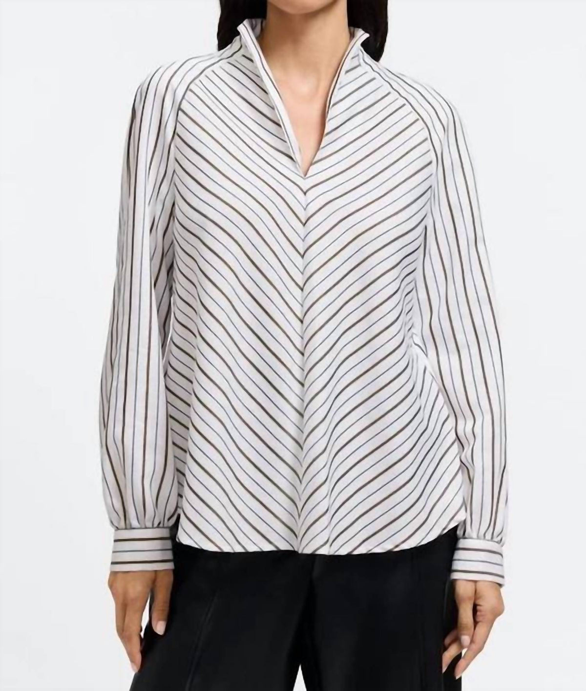 Foxcroft - Daphne Metallic Stripe Pullover top