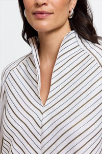 Foxcroft - Daphne Metallic Stripe Pullover top