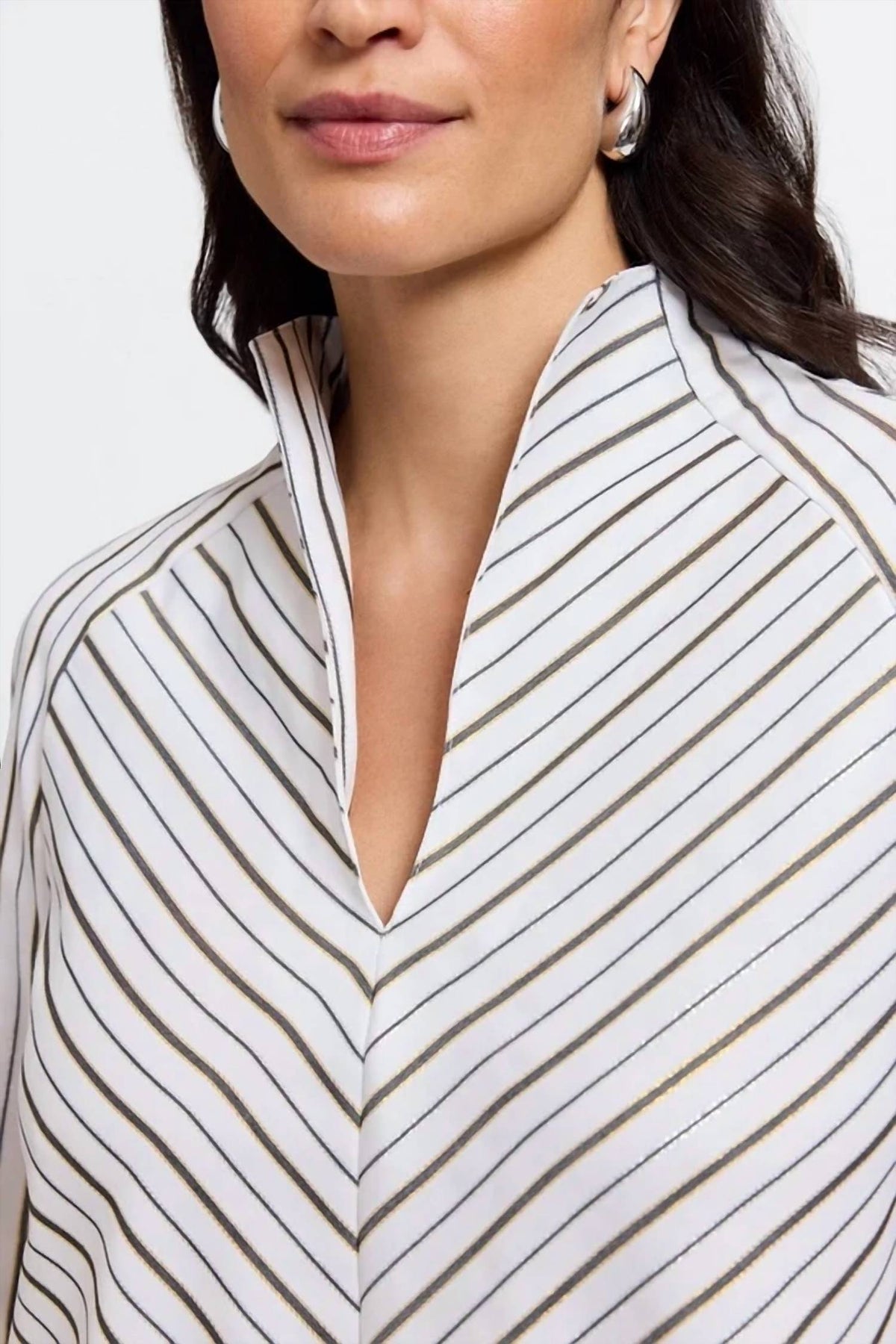 Foxcroft - Daphne Metallic Stripe Pullover top