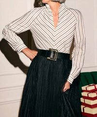Foxcroft - Daphne Metallic Stripe Pullover top