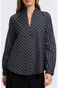 Foxcroft - Daphne Stripe Stretch Cotton Blend Pullover Shirt