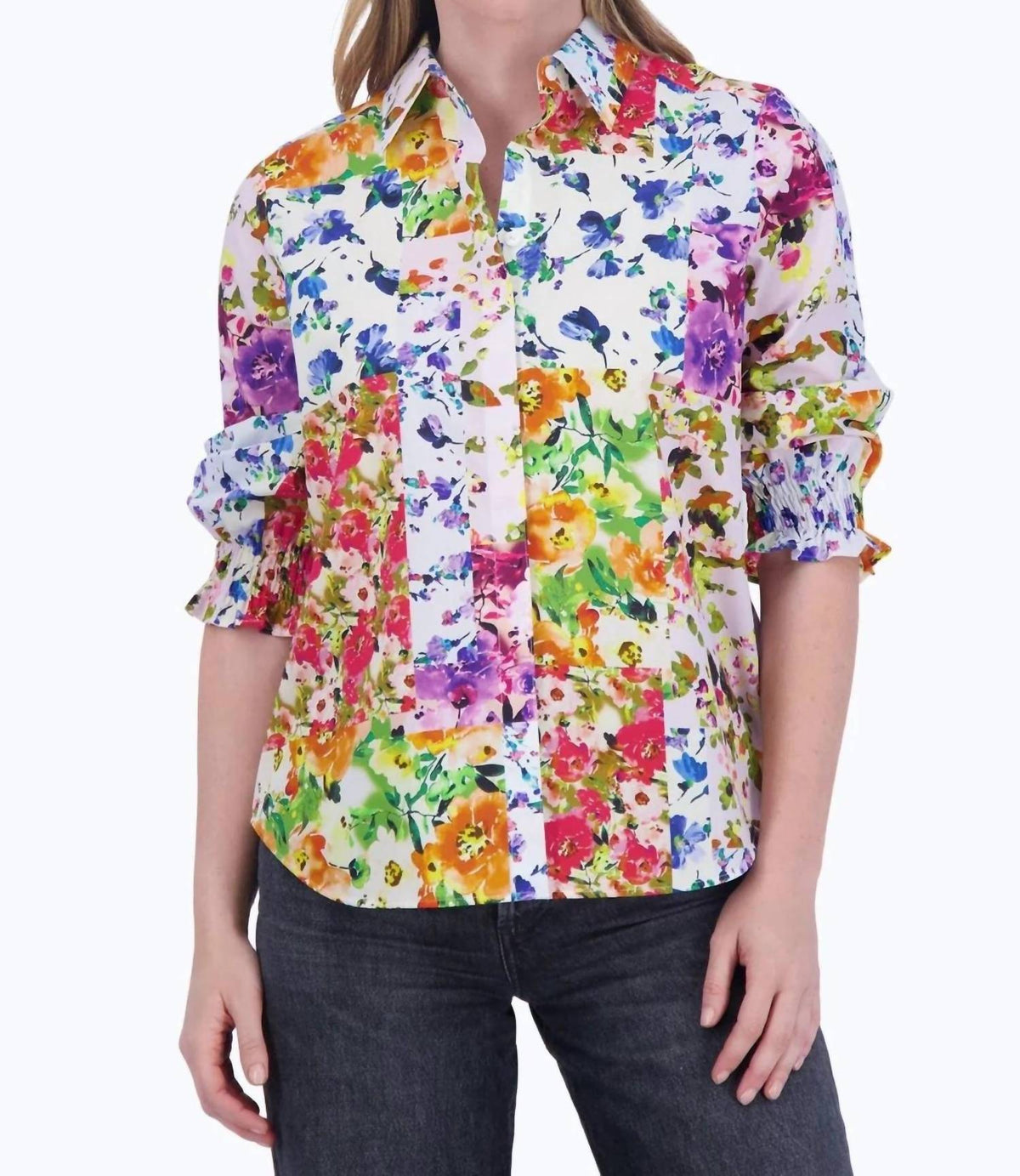 Foxcroft - Olivia 3/4 Sleeve Floral Top