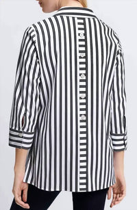 Foxcroft - Pamela Stripe Cotton Blend Tunic Shirt