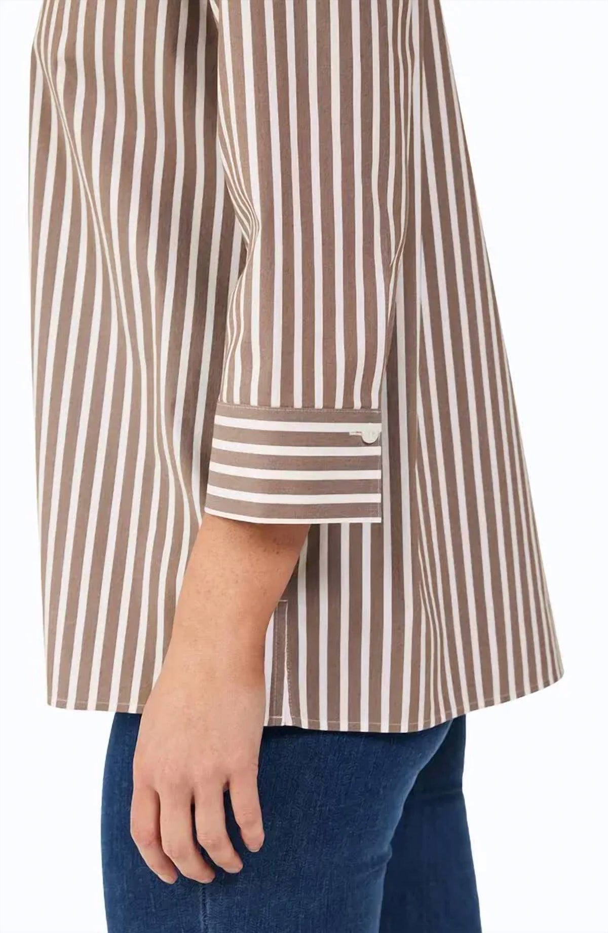 Foxcroft - Sophia Three Quarter Stripe Popover Top