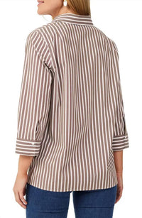 Foxcroft - Sophia Three Quarter Stripe Popover Top