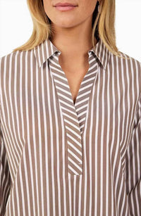 Foxcroft - Sophia Three Quarter Stripe Popover Top