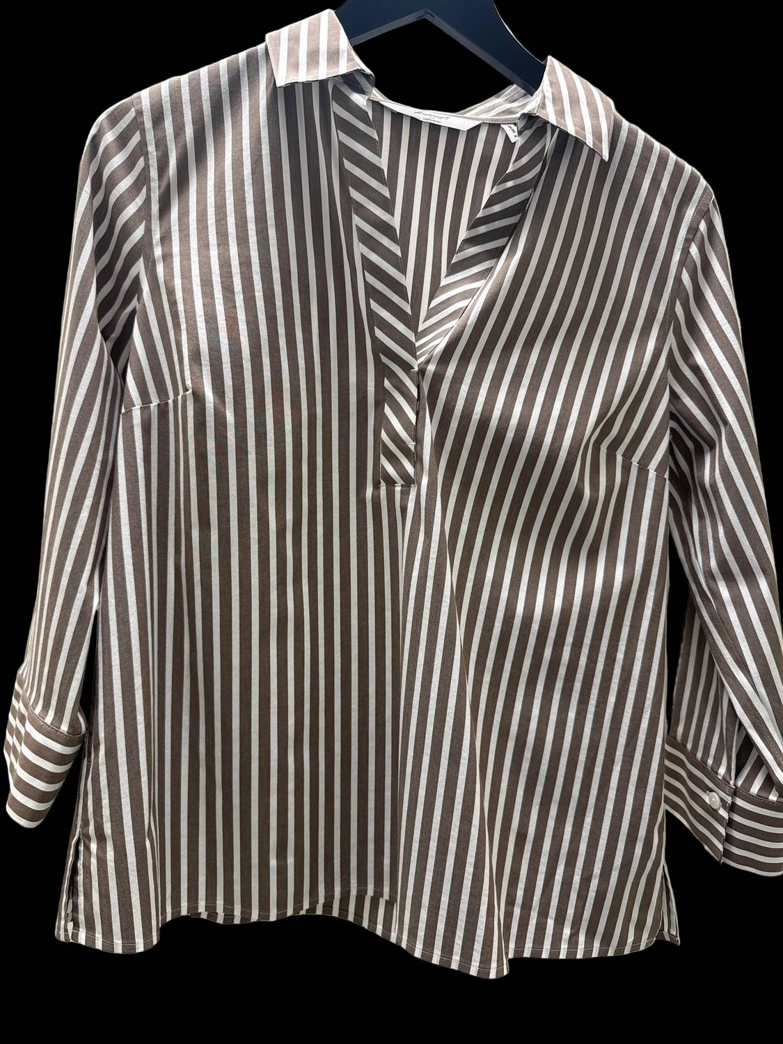 Foxcroft - Sophia Three Quarter Stripe Popover Top