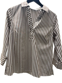 Foxcroft - Sophia Three Quarter Stripe Popover Top