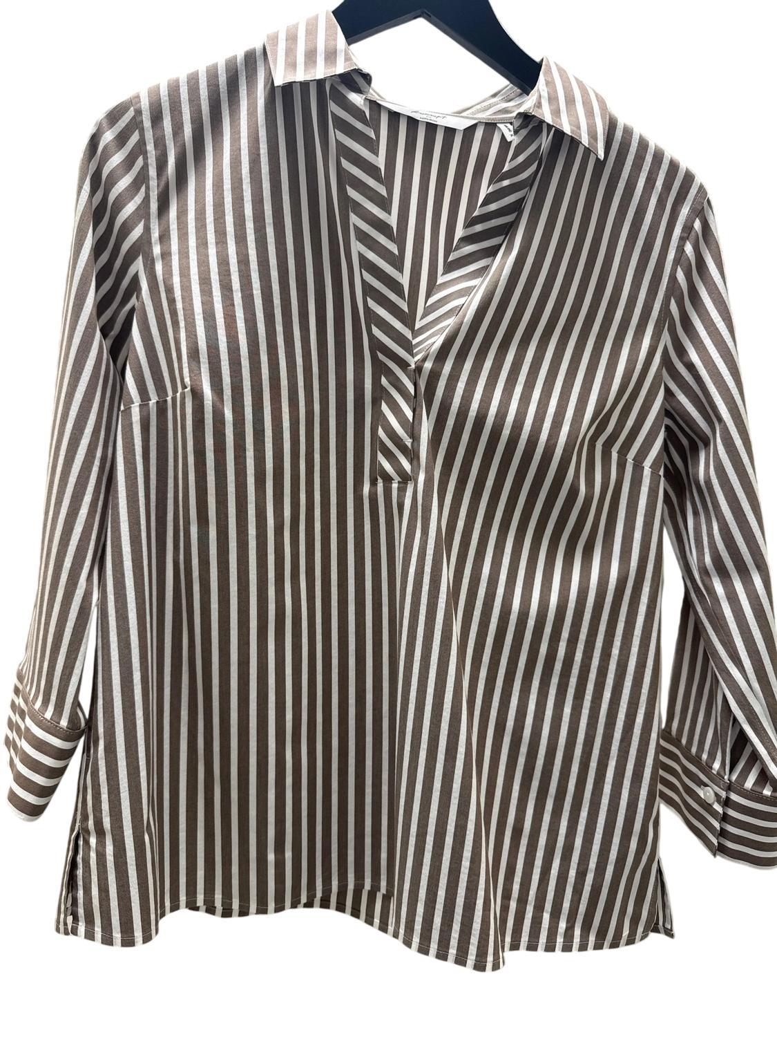 Foxcroft - Sophia Three Quarter Stripe Popover Top