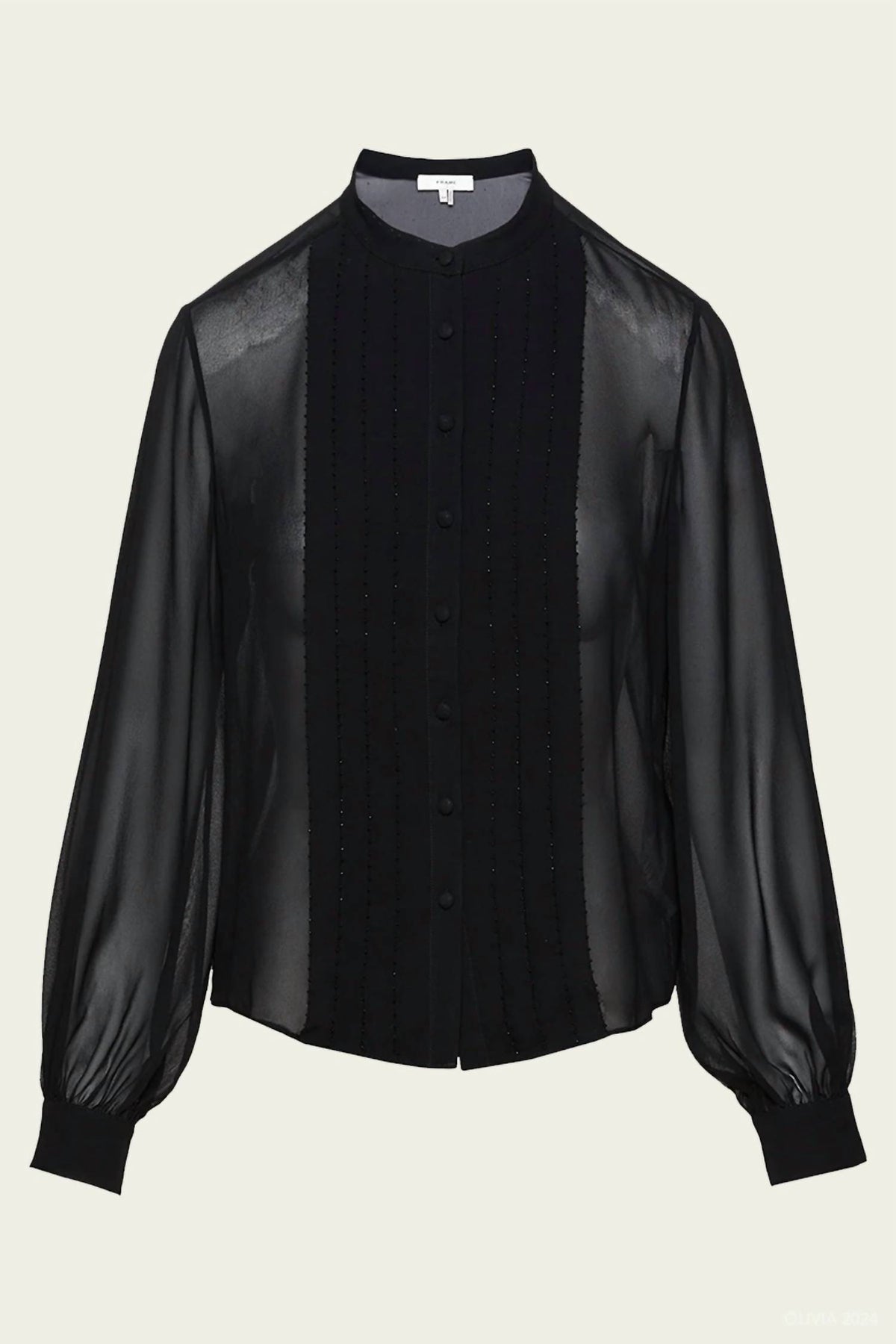Frame - Beaded Collarless Blouse