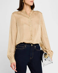 Frame - Collarless Lurex Blouse