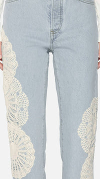 Frame - Crochet High Rise Vertical Crop Jeans