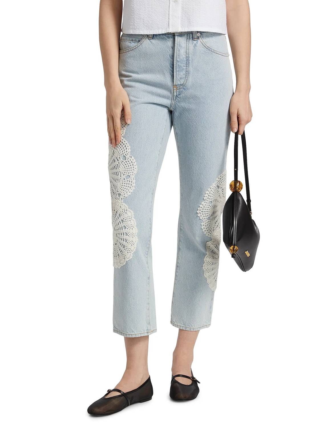 Frame - Crochet Vertical Crop Jeans