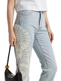 Frame - Crochet Vertical Crop Jeans