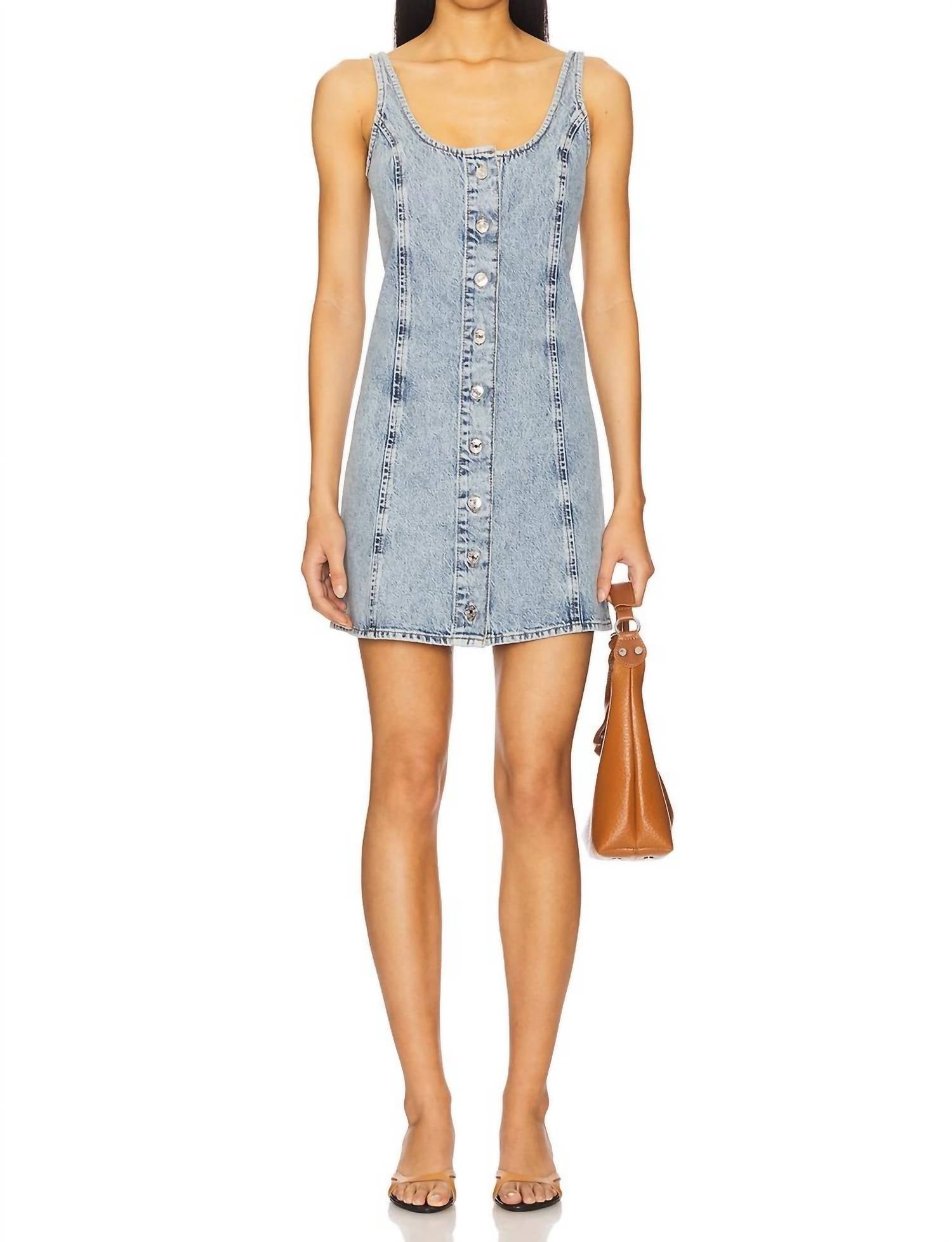 Frame - Denim Shift Dress With Studs - blue - clothing - cotton