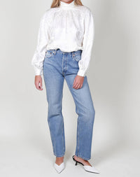Frame - Foldover Mock Neck Blouse